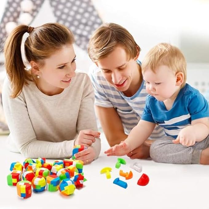 BRAIN TEASER PUZZLES FOR KIDS, 3D PLASTIC SPHERE PUZZLE BRAIN TEASER PUZZLES, CHAIN MIND GAME PUZZLES FOR BOYS GIRLS, HOLIDAY, CHALLENGE GAME PARTY FAVORS GIFT, NOVELTY AND CREATIVITY - Image 3